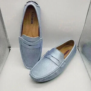 NWOB Loafers Flat Ones Shoes for Men Size 43 Metalic Light Blue Flexible